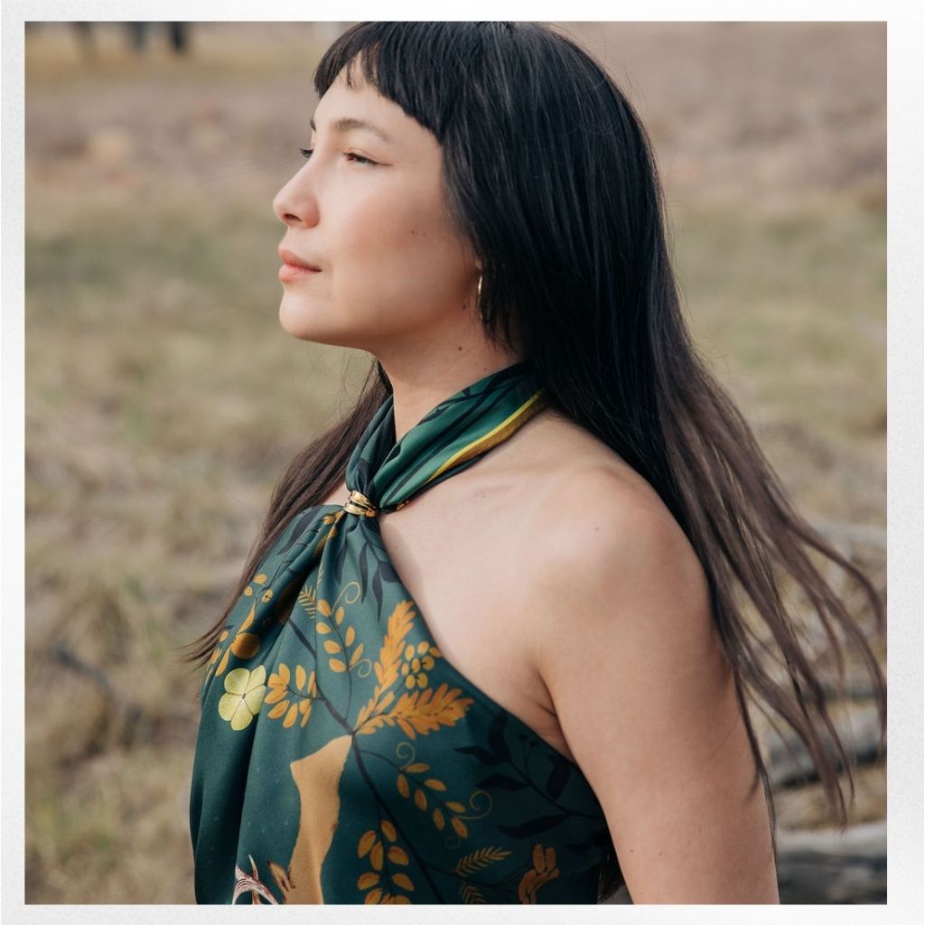 100% Silk Scarf: Haven - Golden Wildflowers & Elk