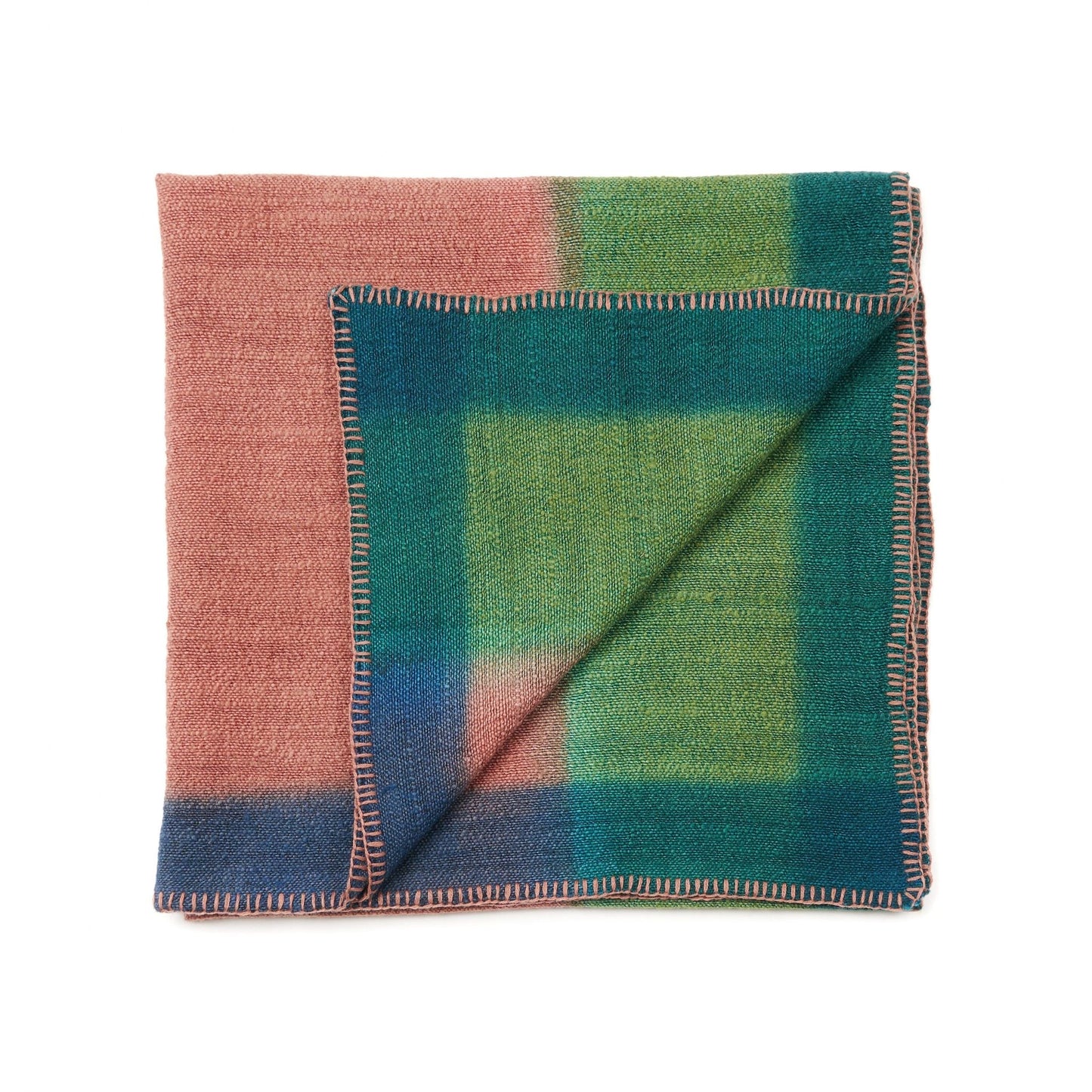 Still Garden  Handwoven Throw in Hand Spun Merino in Dusty Pink Green Hues