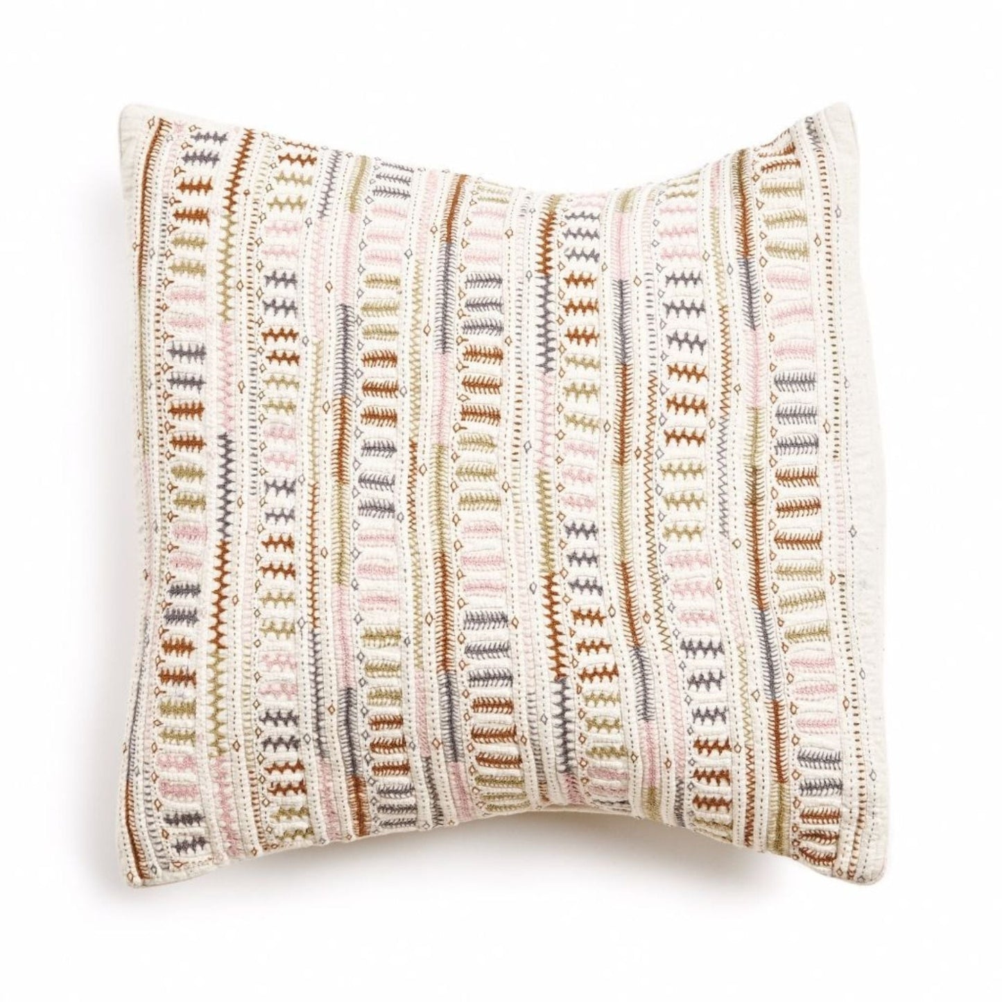 Dahli Coral Hand Woven Hand Embroidered Artisanal Pillow