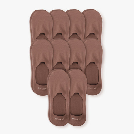 Unisex Cotton No Show Socks 10-Pack | Toffee Tan
