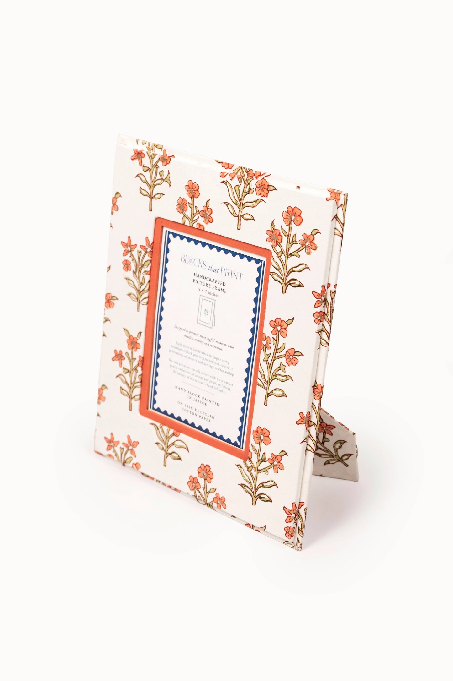 Large Block Print Photo Frame (5 x 7) - Leela Apricot