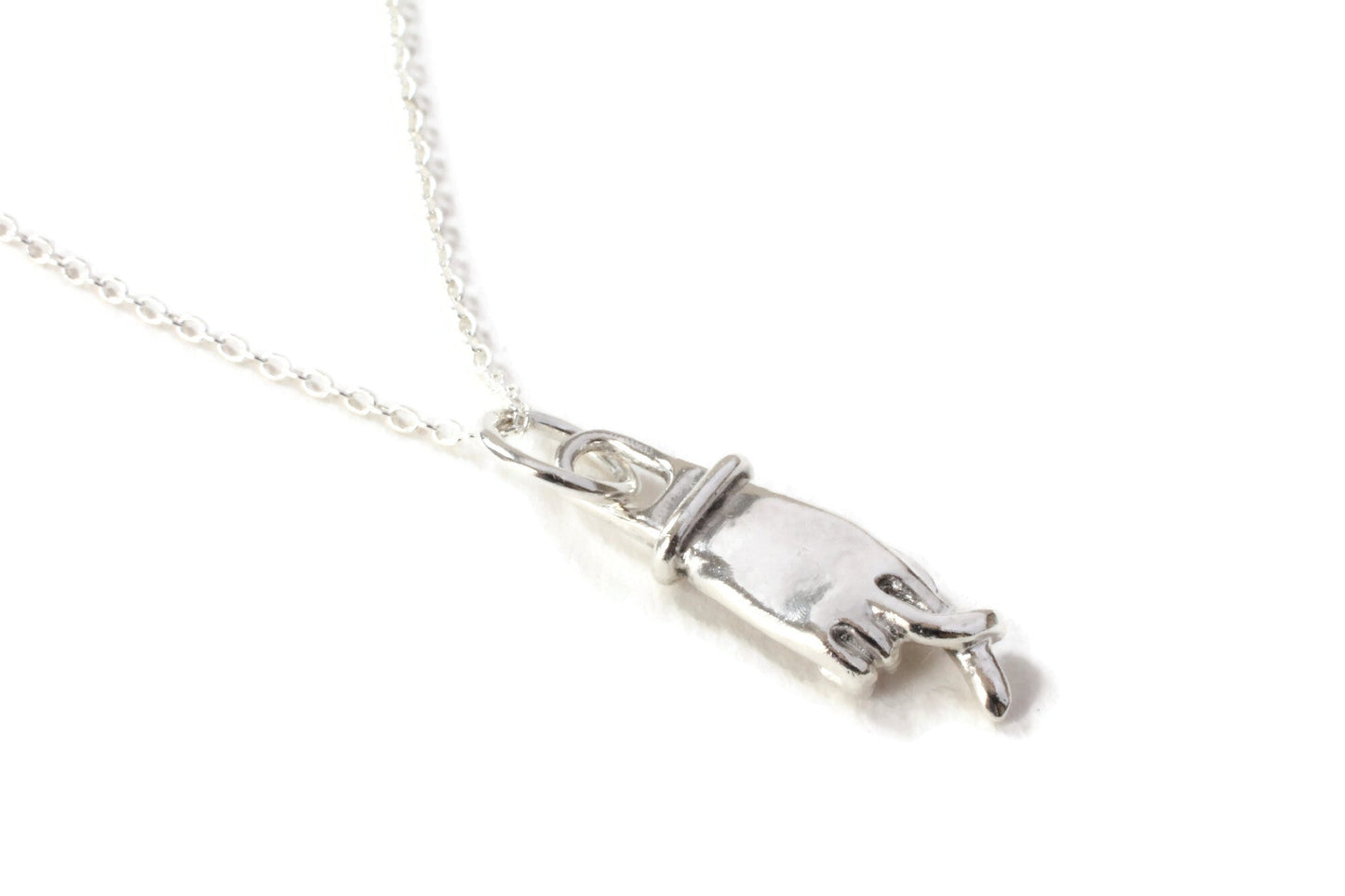 Sterling silver cross my fingers necklace