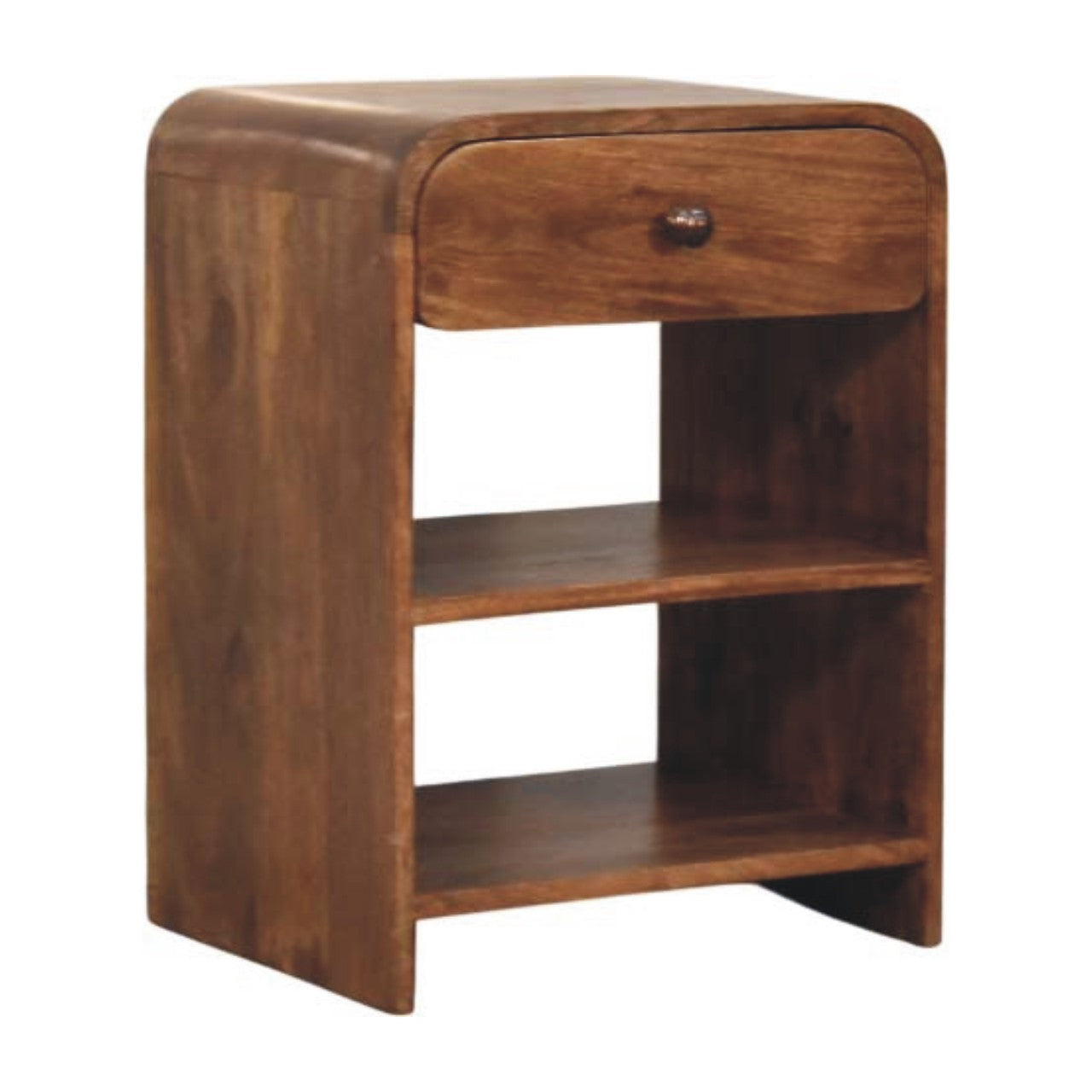 Solid Wood Open Shelf Bedside with Drawer