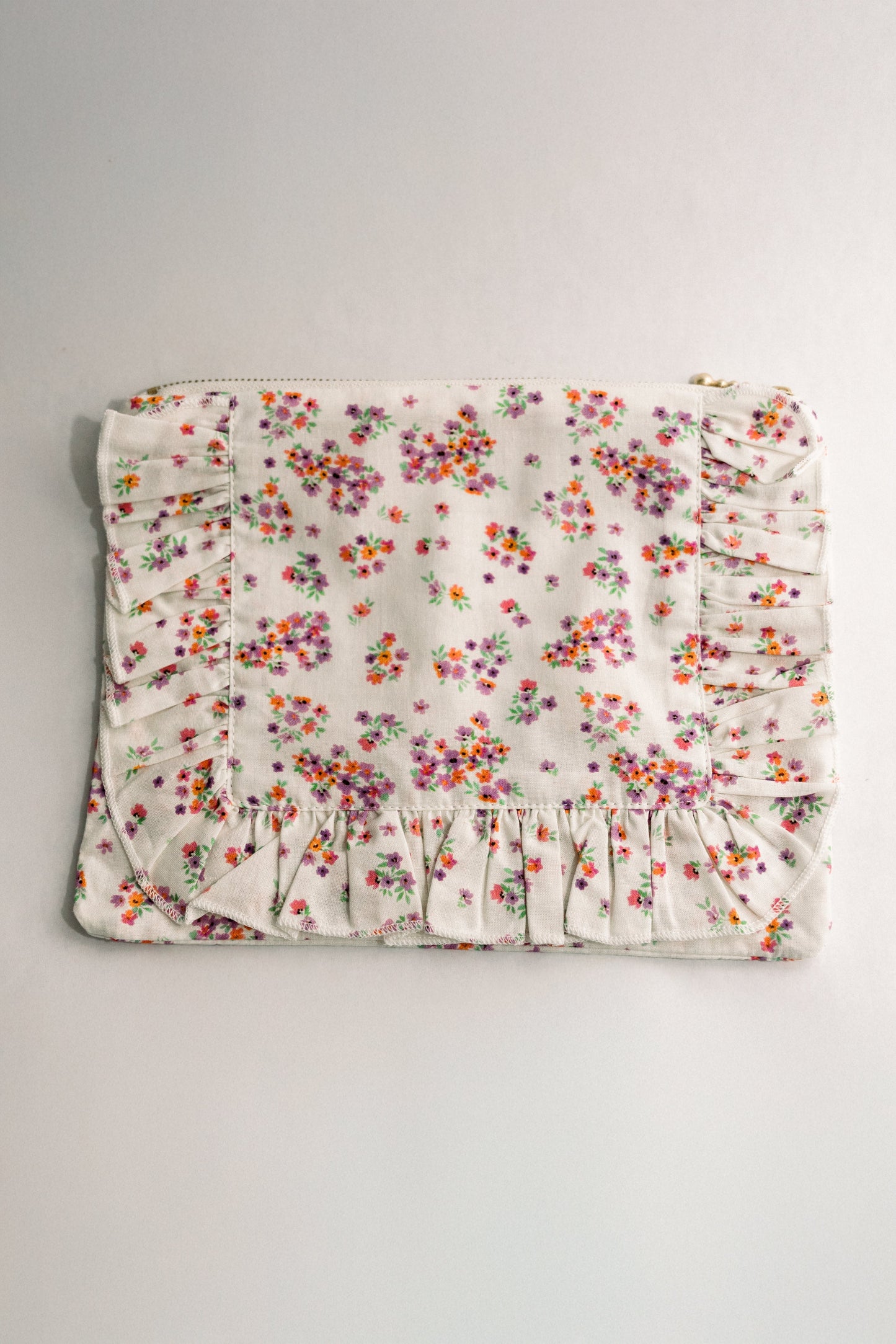 Lavender Marmalade | Timeless Floral Ruffle Zipper Pouch