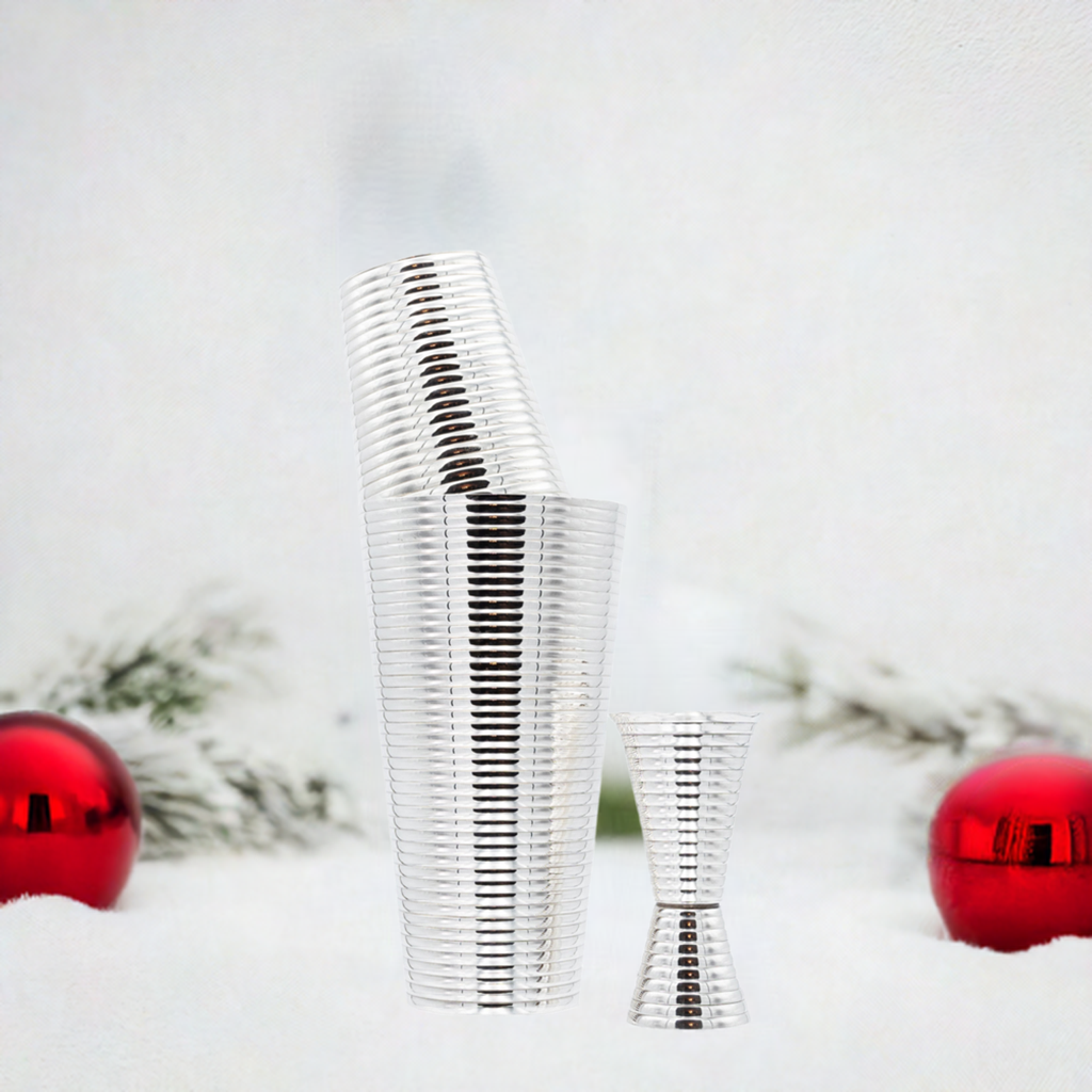 Fluted Silver 3-Piece Cocktail Shaker Set - Osadia Concept Store