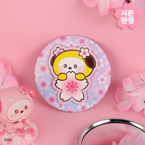 BTS x BT21 - Cherry Blossom Leather Patch Mirror