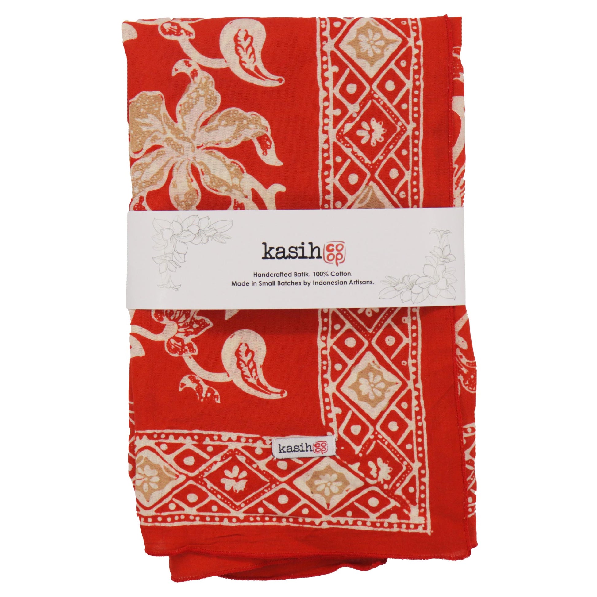 Large 39" Hand Dyed Batik Bandana, 100% Soft Cotton, Fiery Flora - Osadia Concept Store