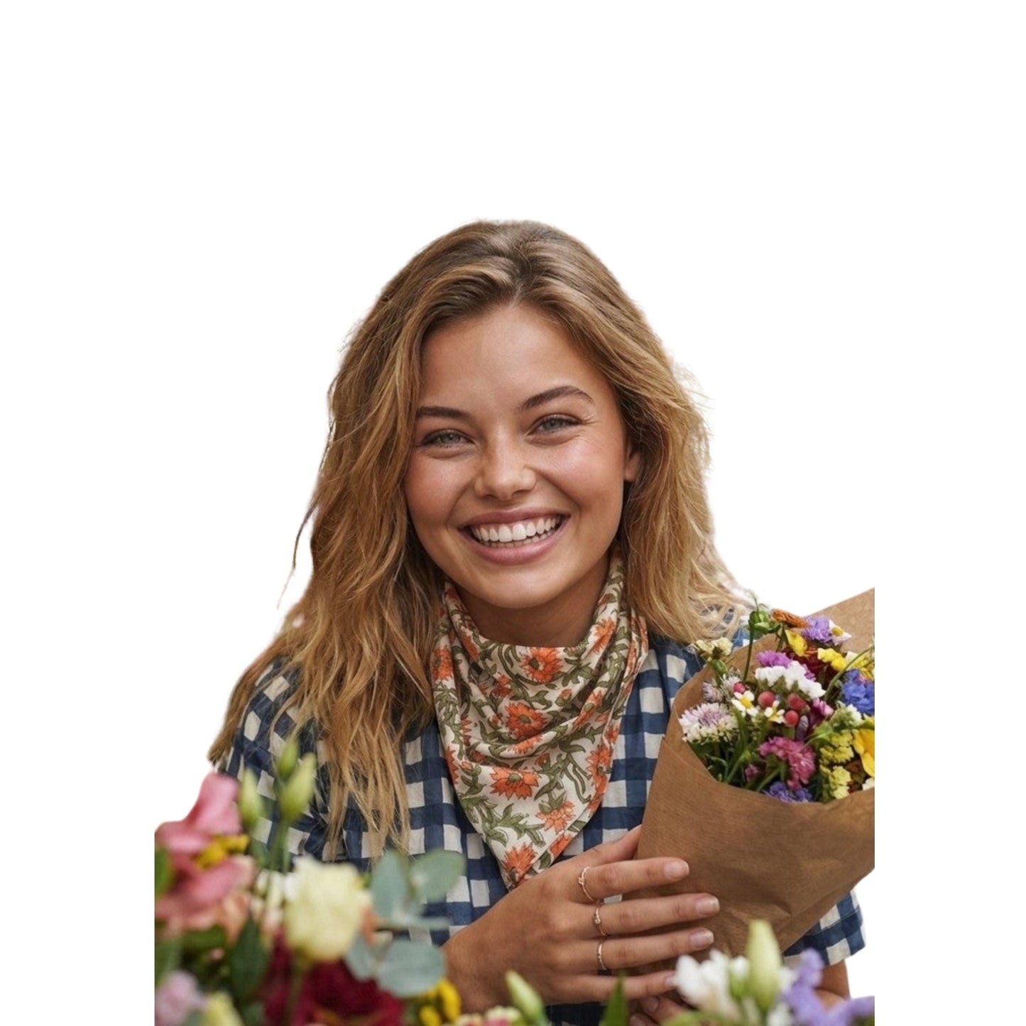 Bandana Scarf - Darlington Floral Papaya Square