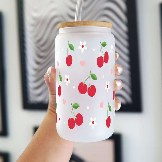 Cherry Cup With Lid and Straw