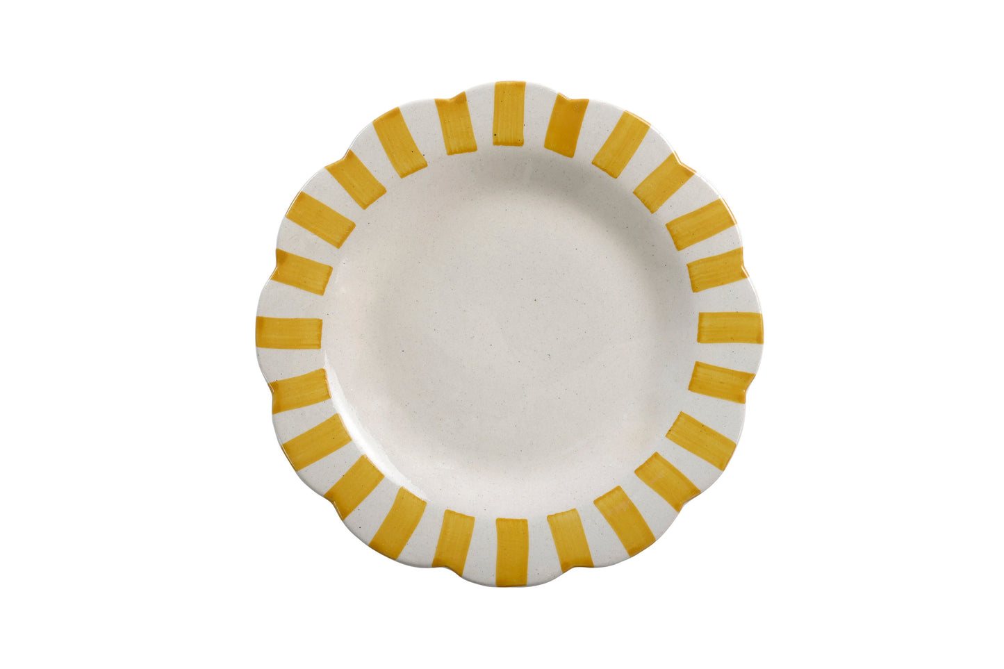 Ceramic Stripe Dinner Plate, Yellow - 10 x 10 x 1.25 Inches ( Set of 4 )