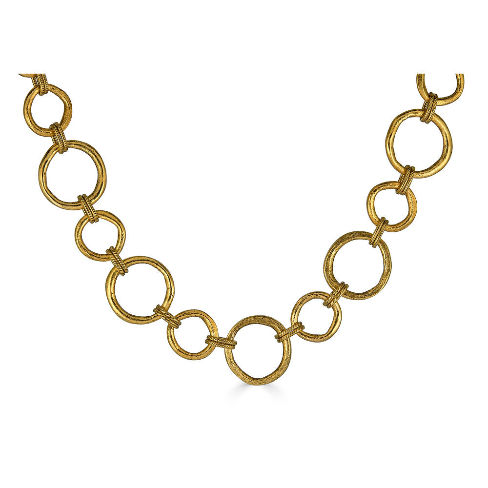 Gold  Sculpted Circle Necklace