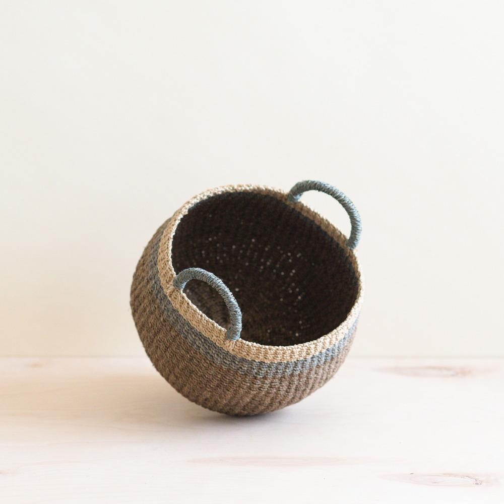 Brown Tabletop Bulge Basket with Handle