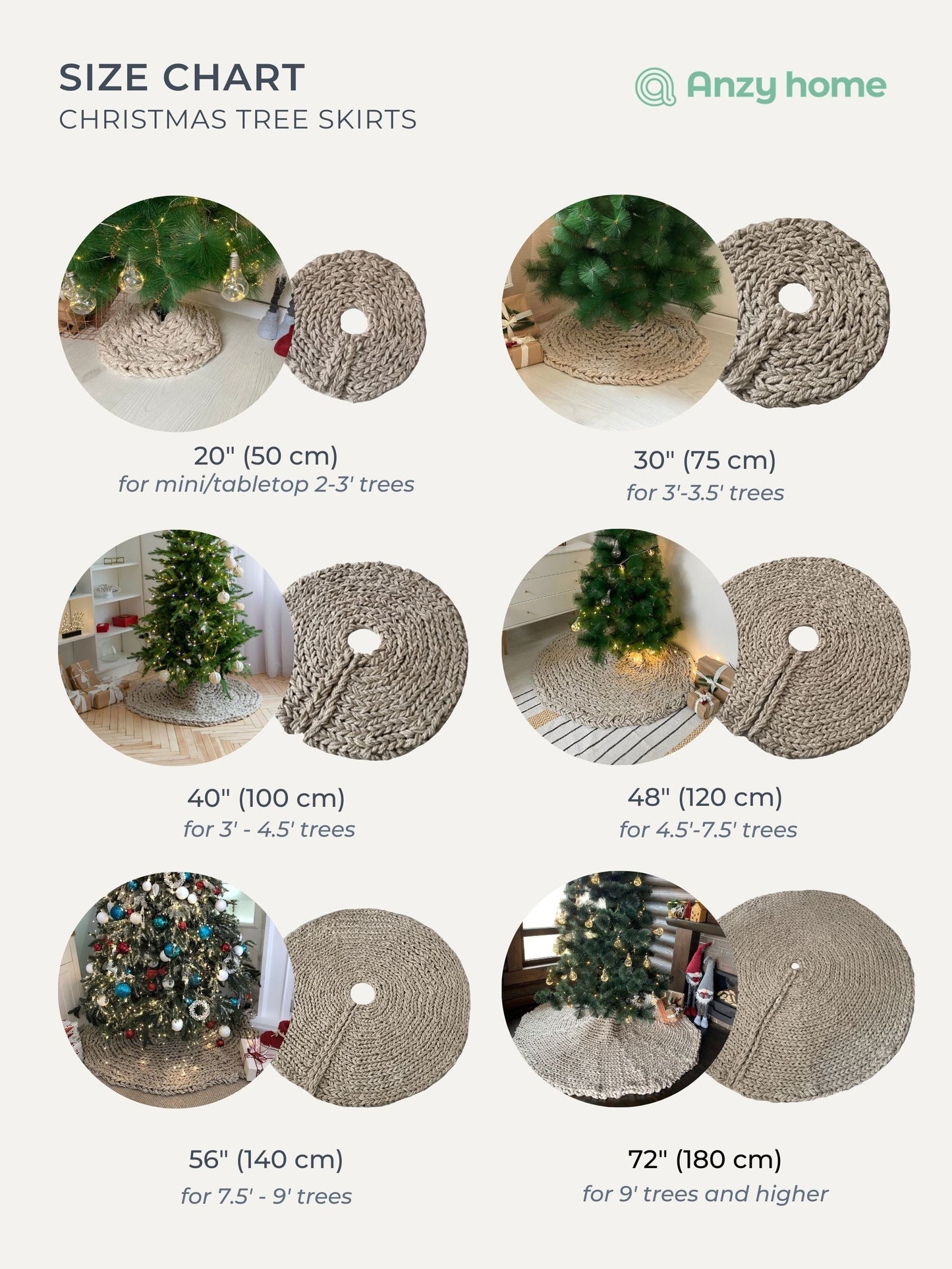 Pale Mauve Chunky-Knitted Christmas Tree Skirt