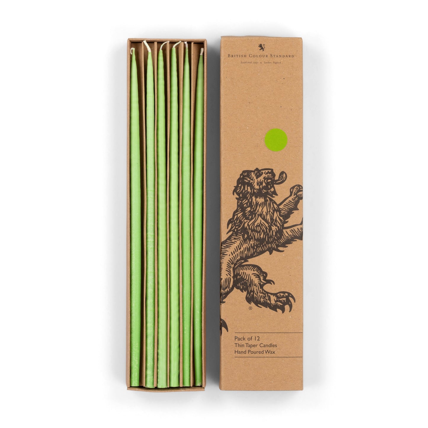 Thin Taper Candles - Grass Green