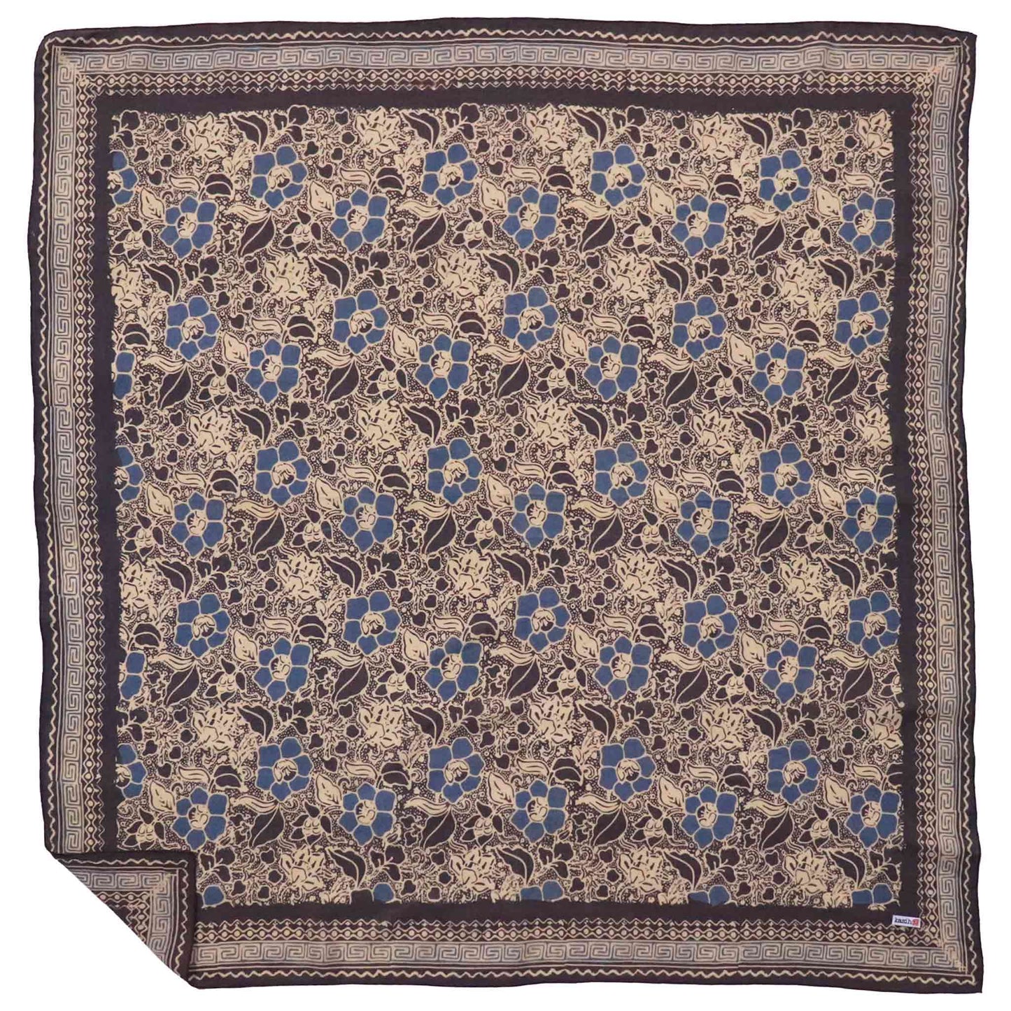 Large 39" Hand Dyed Batik Bandana - Spotted Flowers