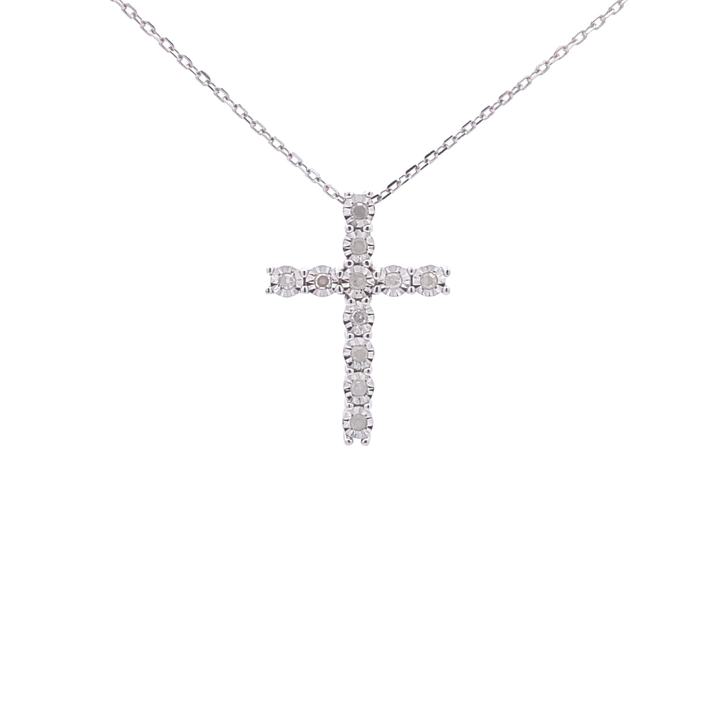 .25ct Diamond Cross Religious Pendant Sterling Silver