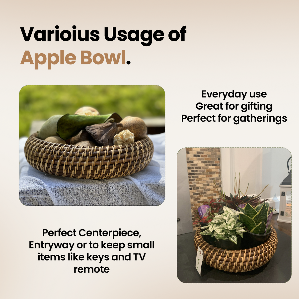 Rattan Apple Bowl