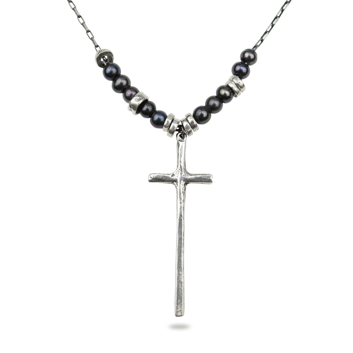 Grounded Cross Silver Necklace
