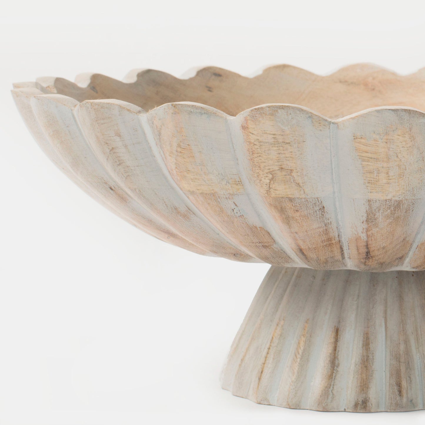 Fluted Pedestal Bowl - Rustic Grey