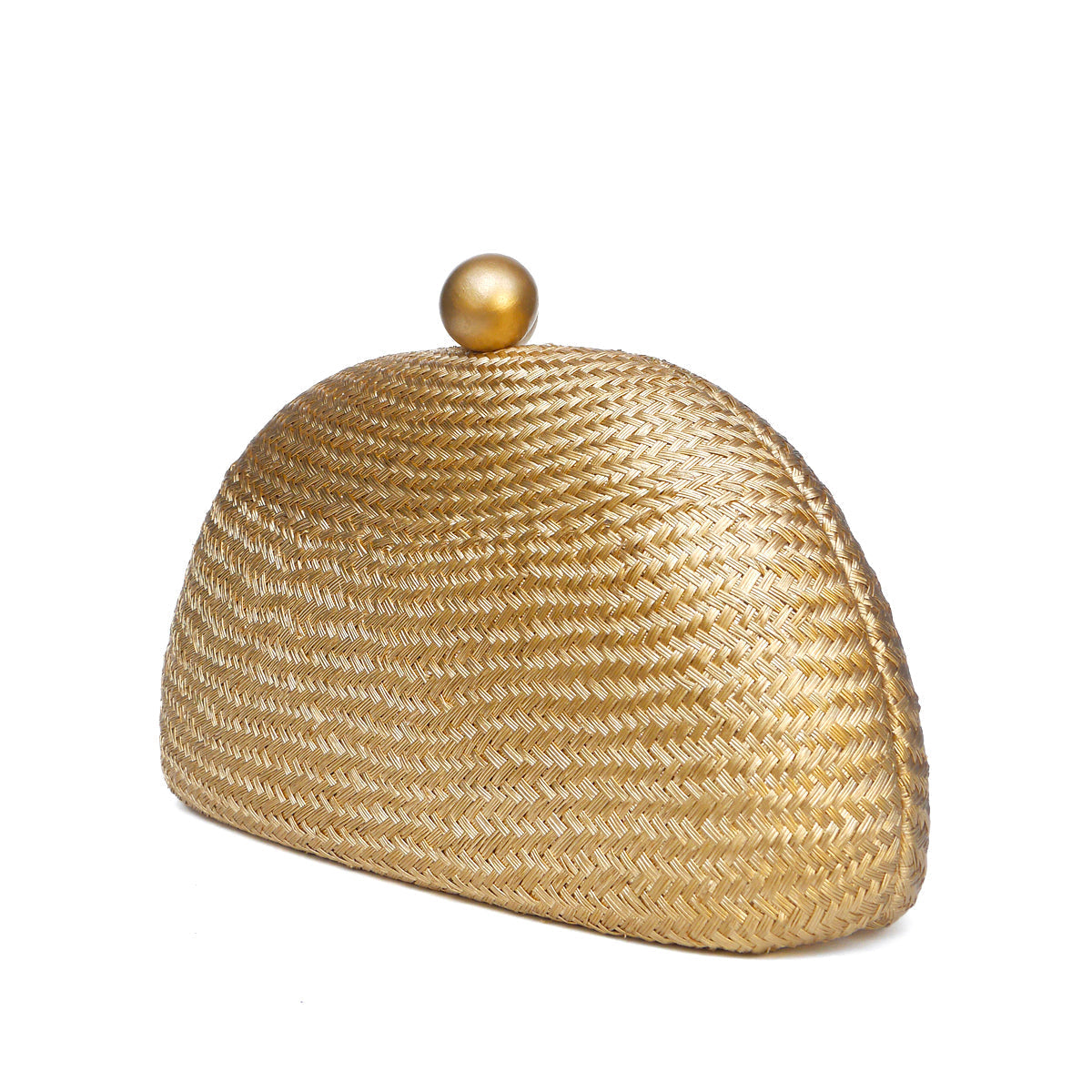 THE HELENA — Gold Woven Straw Clutch with Gold Ball Clasp (Copy)