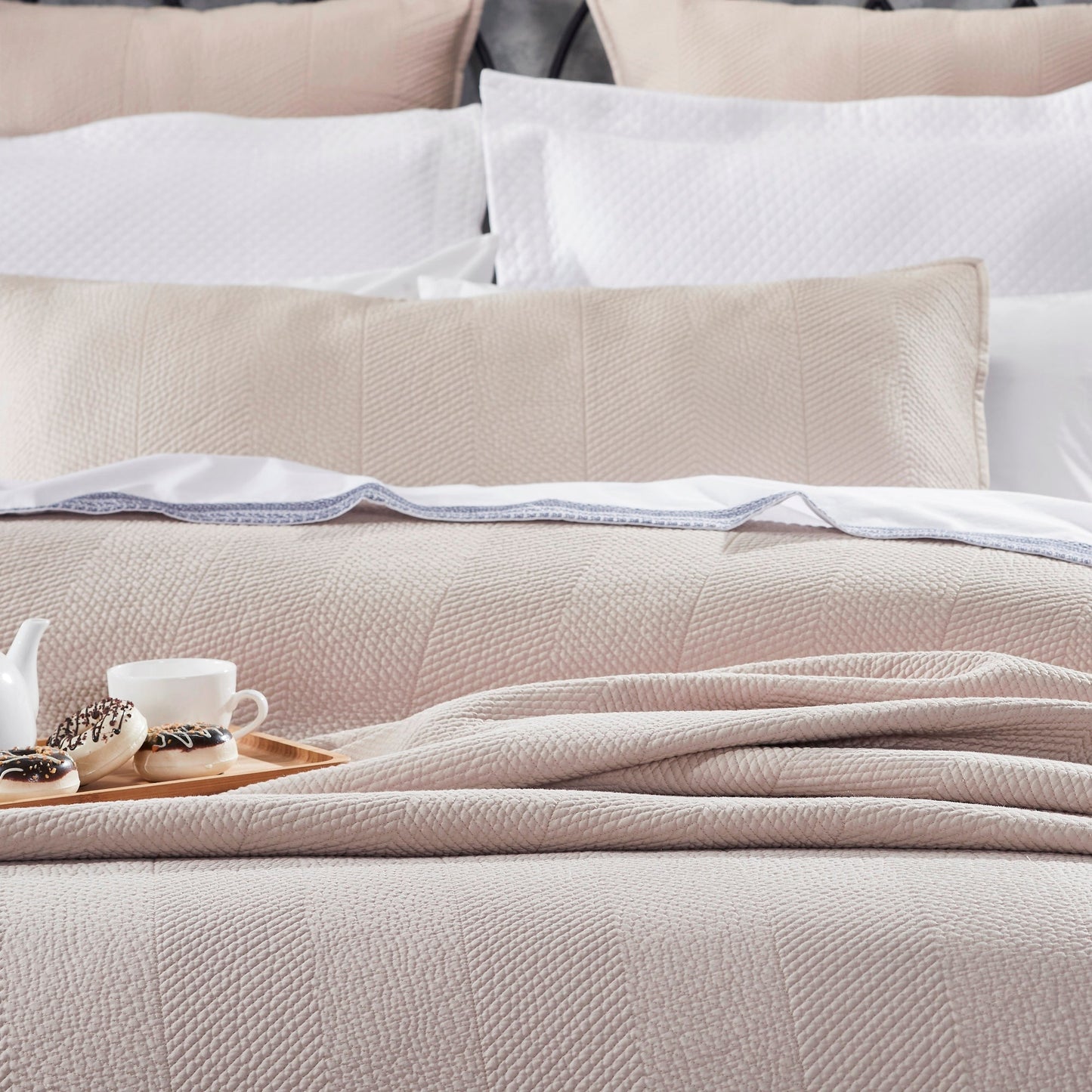 Athena Chevron Quilted Sateen Coverlet - Clearance