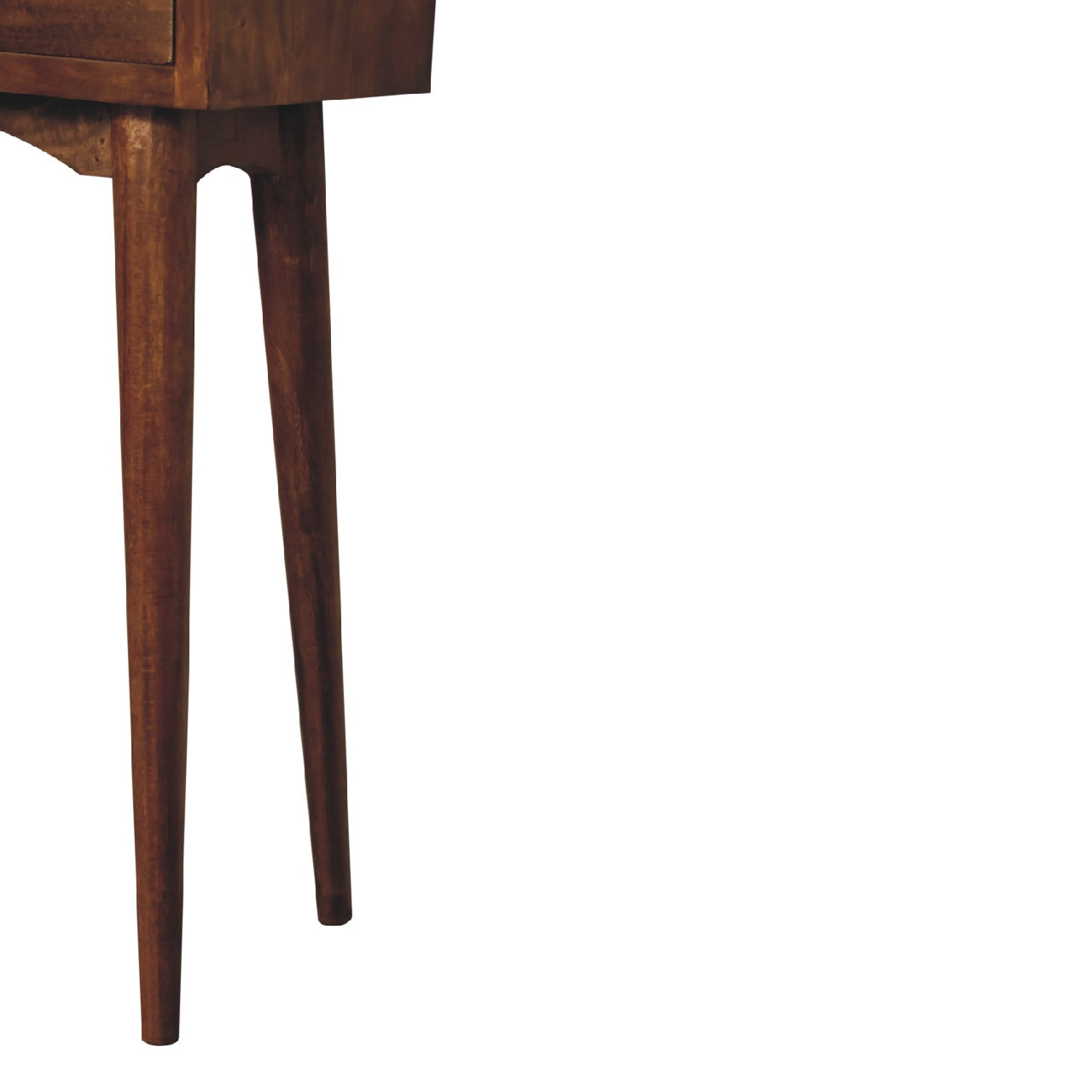 Solid mango wood Mini Chestnut Hallway Console 2 Drawers, Brown