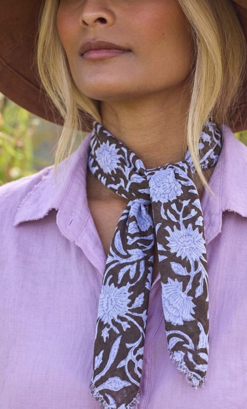 Bandana Scarf - Floral Escape Pinecone / Lavender Square