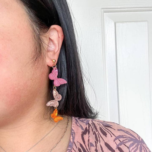 Candy Kaleidoscope Butterfly Acrylic Earrings