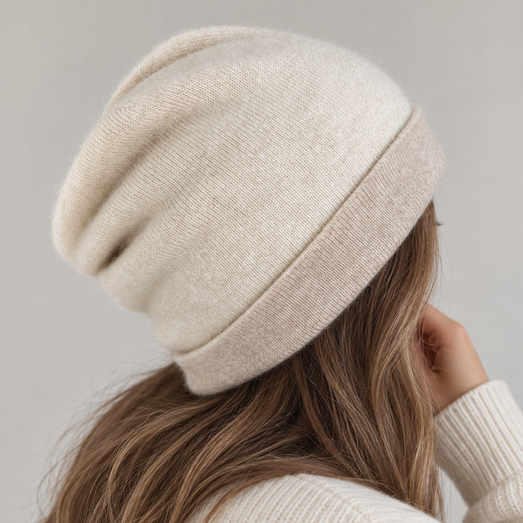 Sandstone Reversible Cashmere Beanie