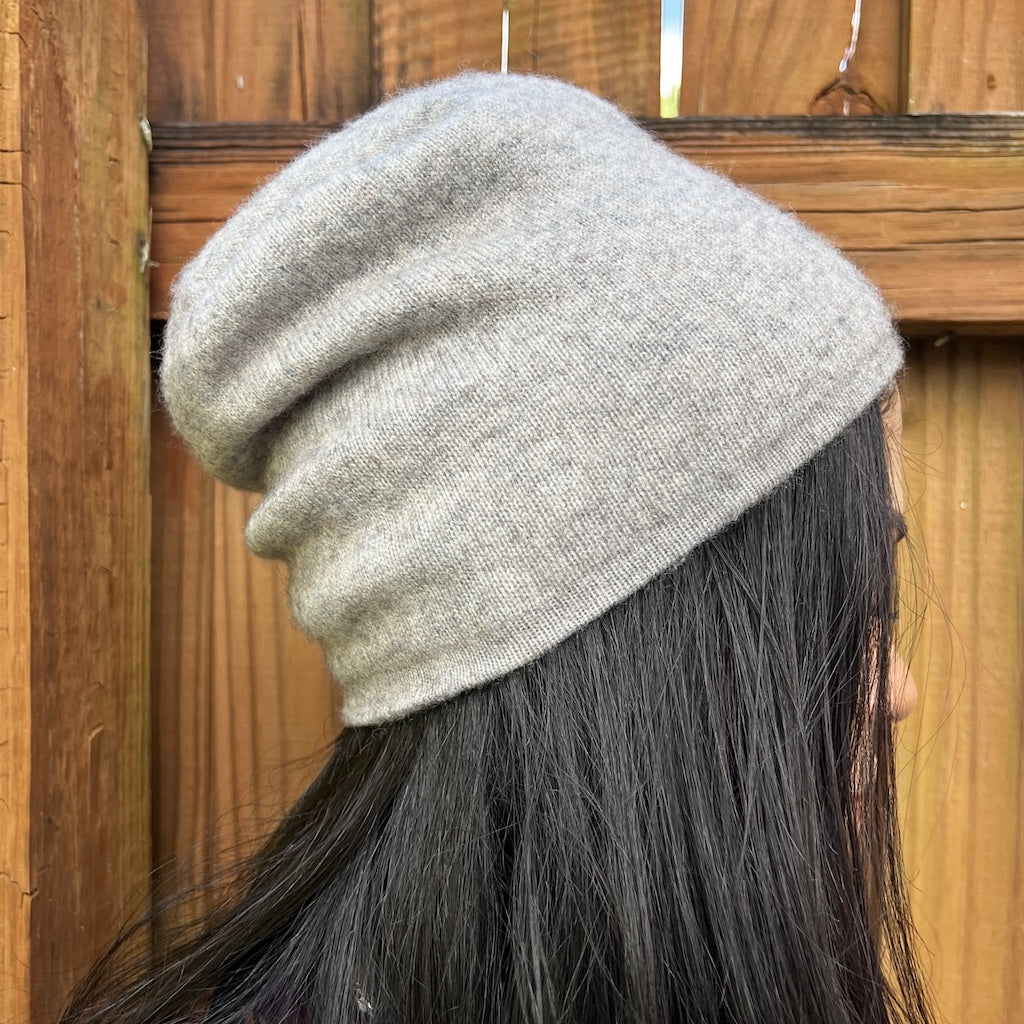 Classic Gray Reversible Cashmere Beanie