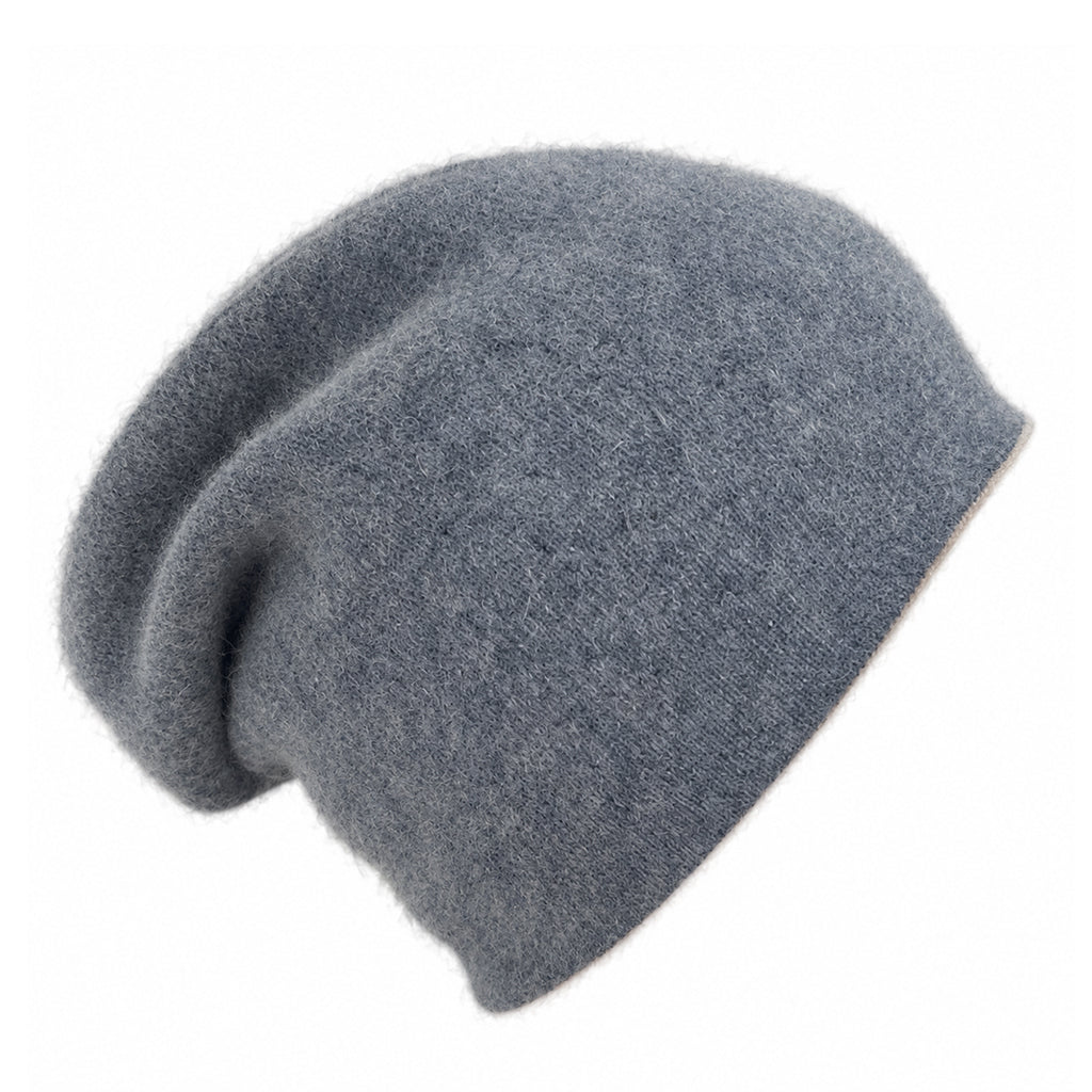 Charcoal + Sand Reversible Cashmere Beanie