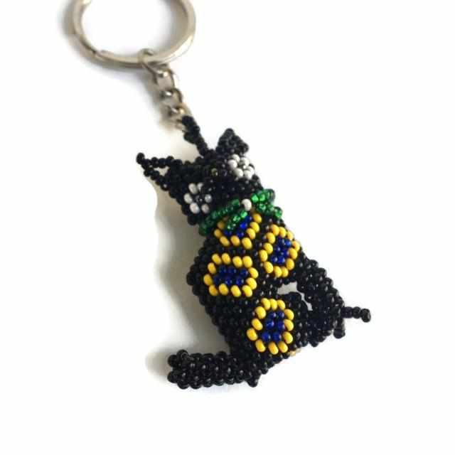 Cat Seed Bead Key Chain - Guatemala