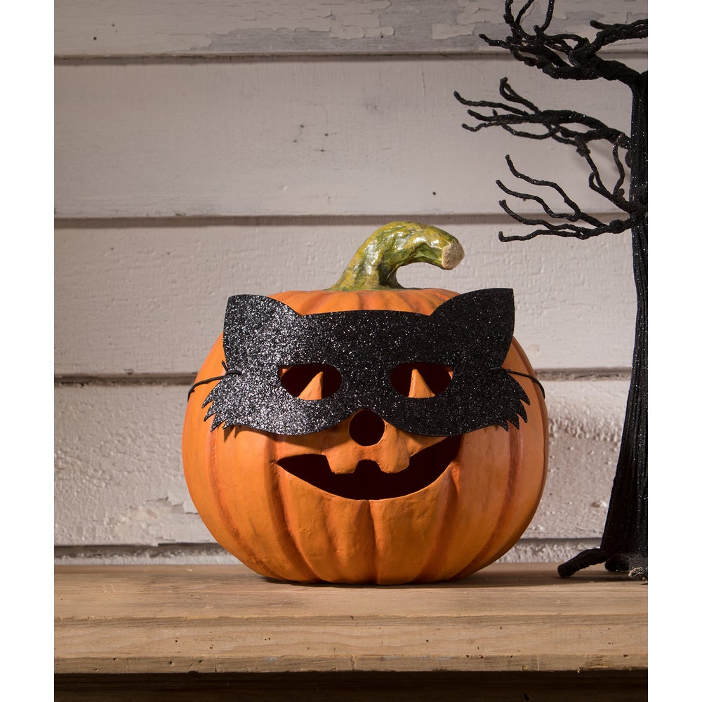Cat Masquerade Pumpkin by Bethany Lowe Designs - Osadia Concept Store