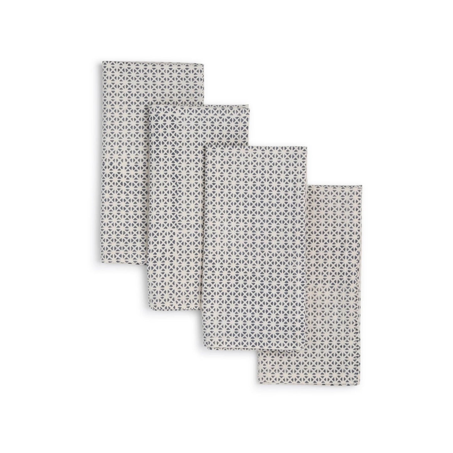 VERTEX Hand Block Printed Napkins - Set of 4. Cotton - Fair Trade - Artisan Made