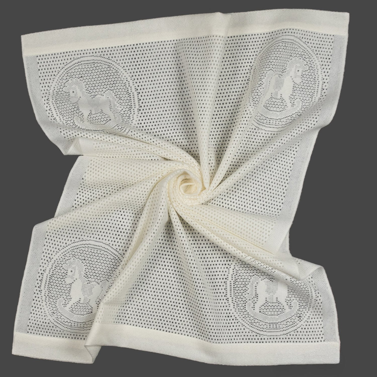 Southampton Home Lace Weave Rocking Horse Baby Blanket - Ivory
