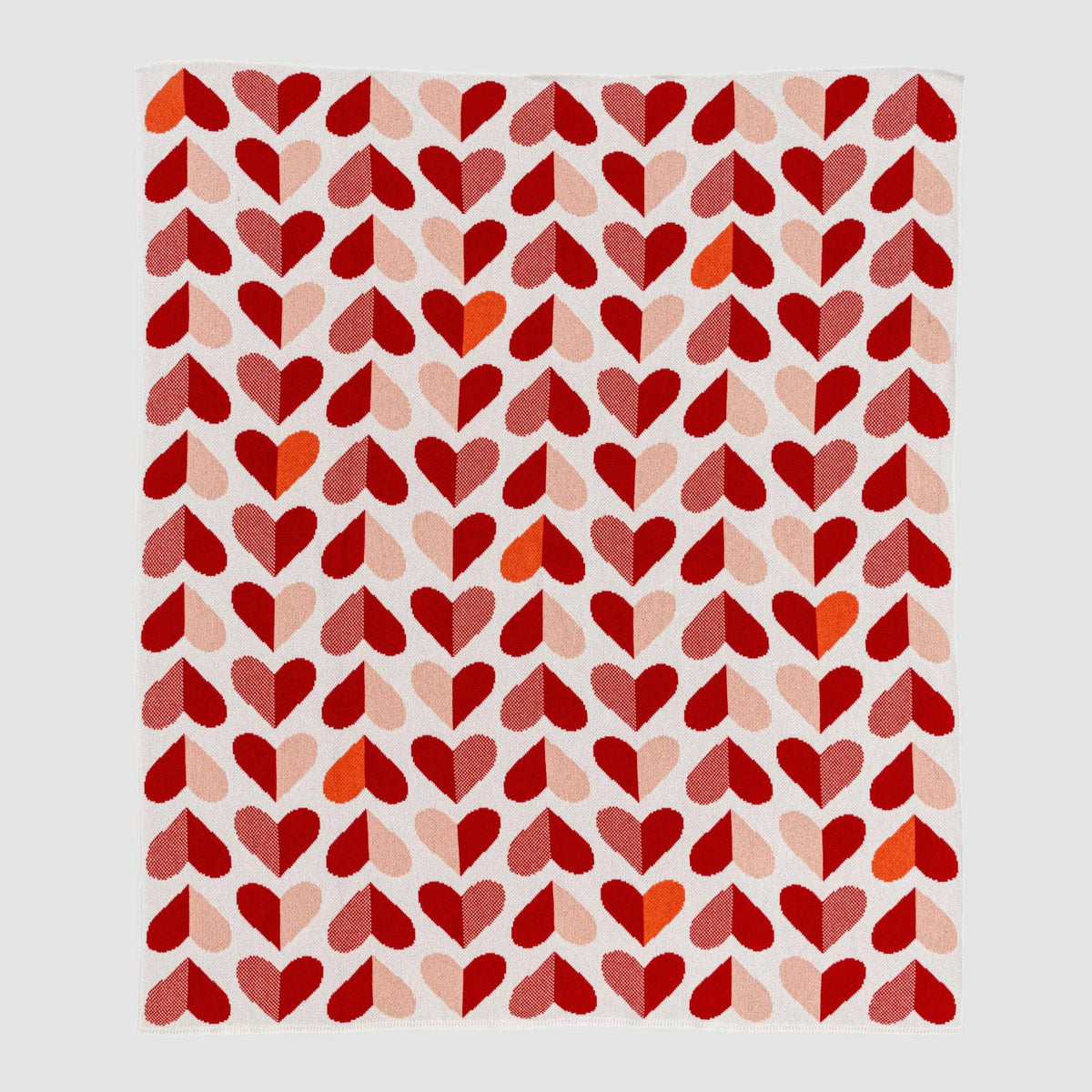 Mod Hearts - Cotton Sustainable Knit Throw Blanket
