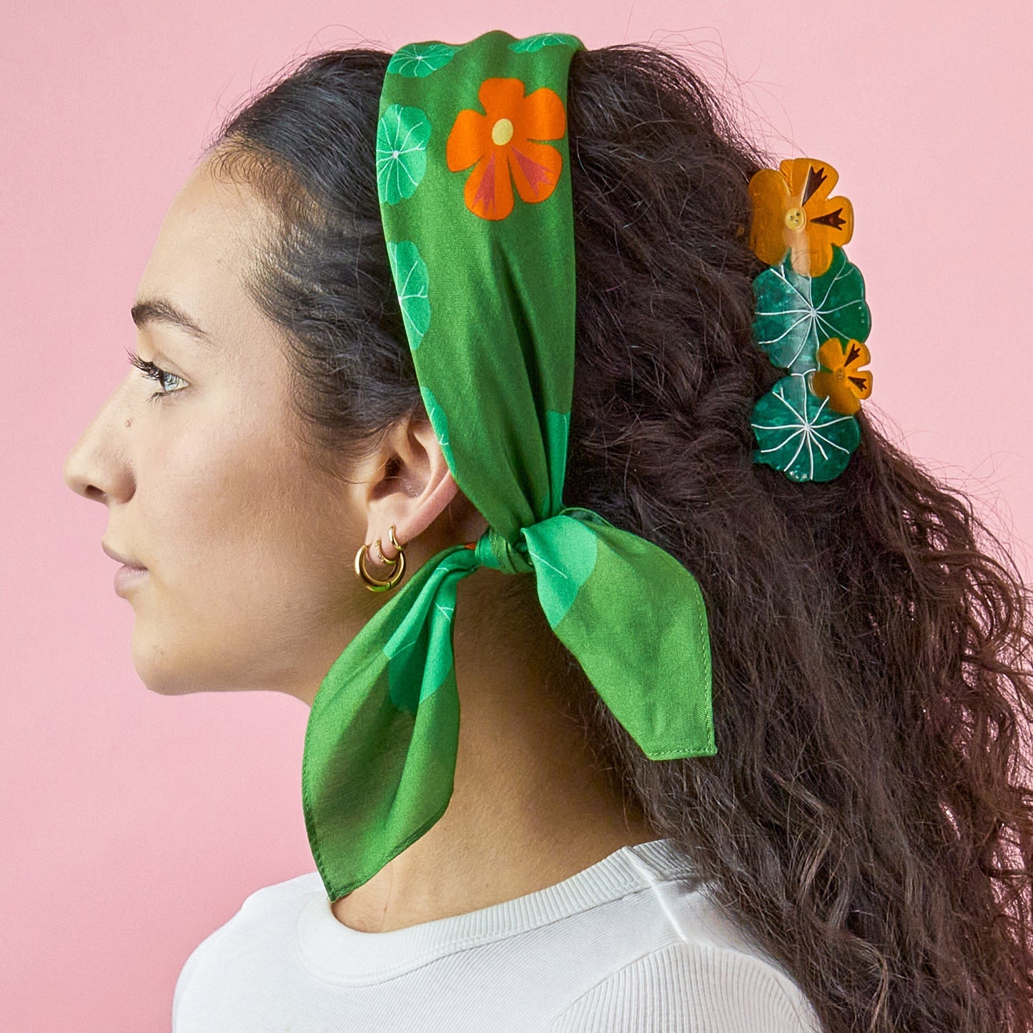 Nasturtium Garden Cotton Silk Bandana