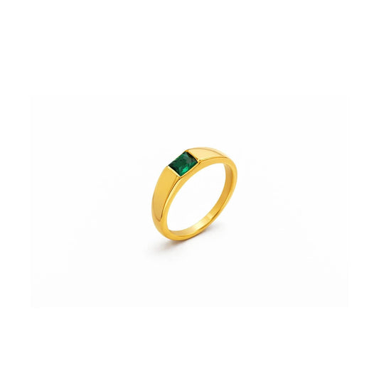 Green Zenith Gold Stainless Steel Ring