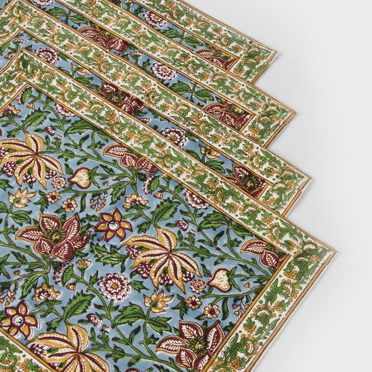 Florin Hand Block Printed Cotton Placemats Set of 4