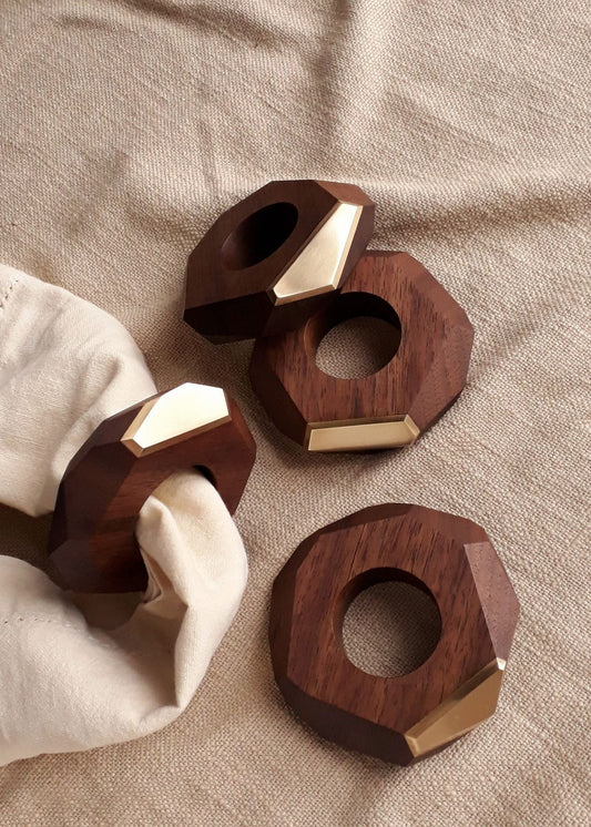 Dor+Kie Black Walnut and Brass Napkin Ring