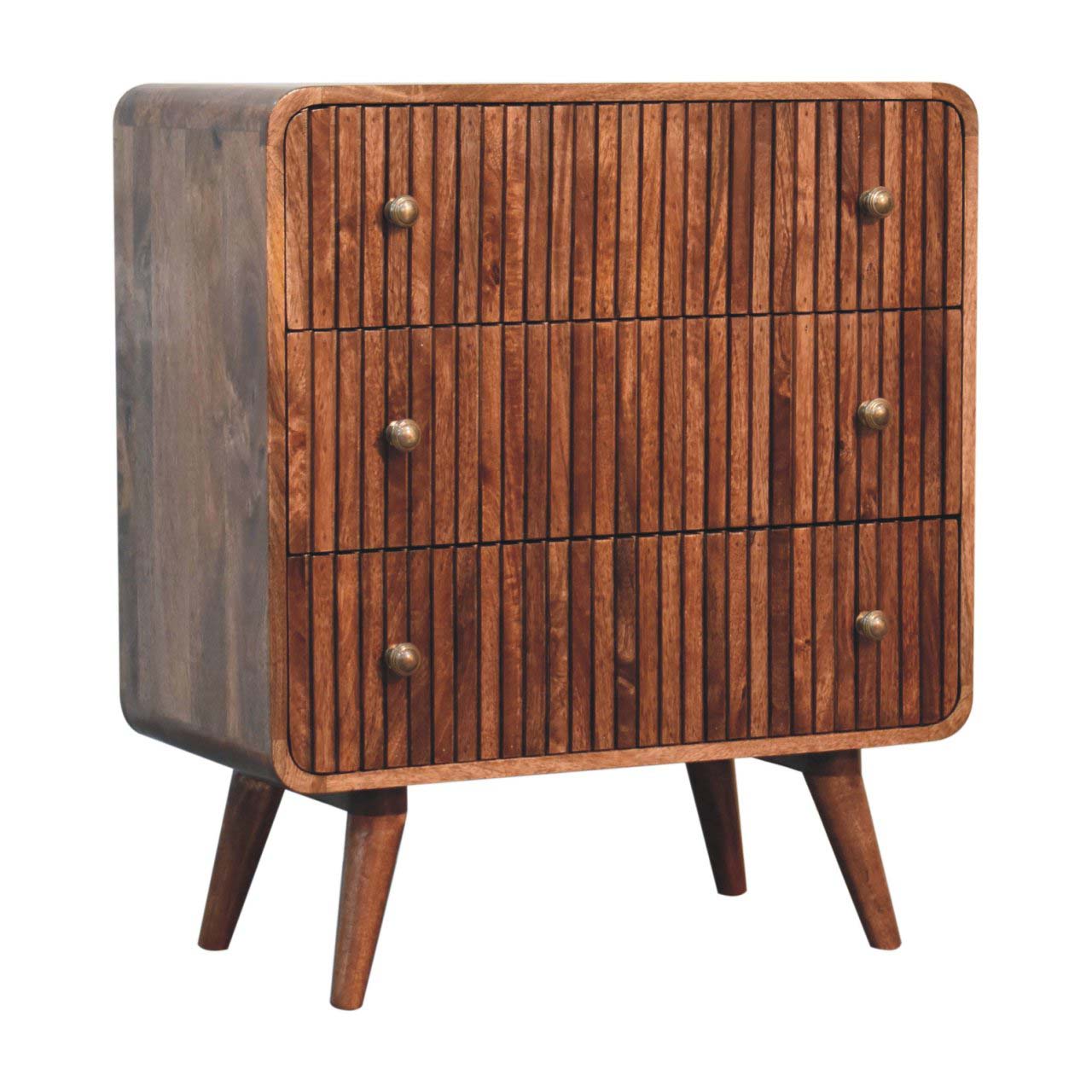 Solid Wood Honey Caramel T-Bar Ridged Chest