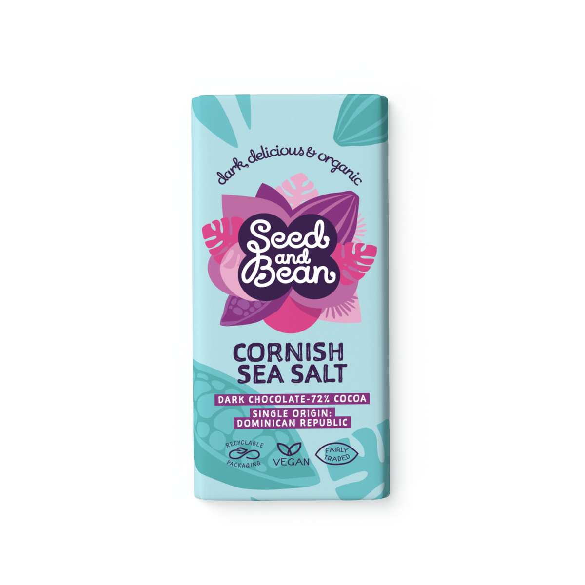 Cornish Sea Salt Dark Chocolate Bar - 75g - Organic, Vegan, 70% Cocoa
