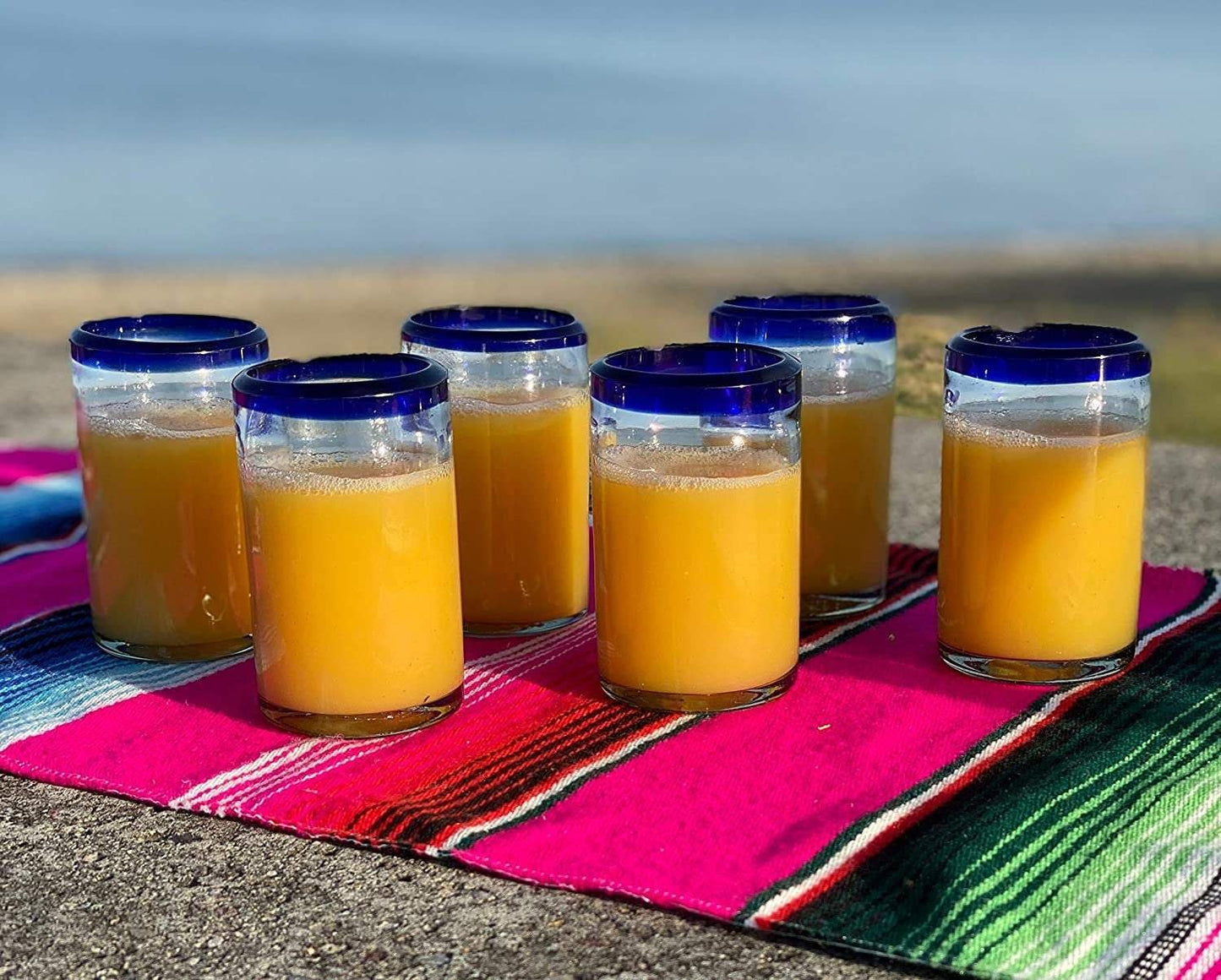Cobalt Blue Rim Juice Glasses - Set of 6
