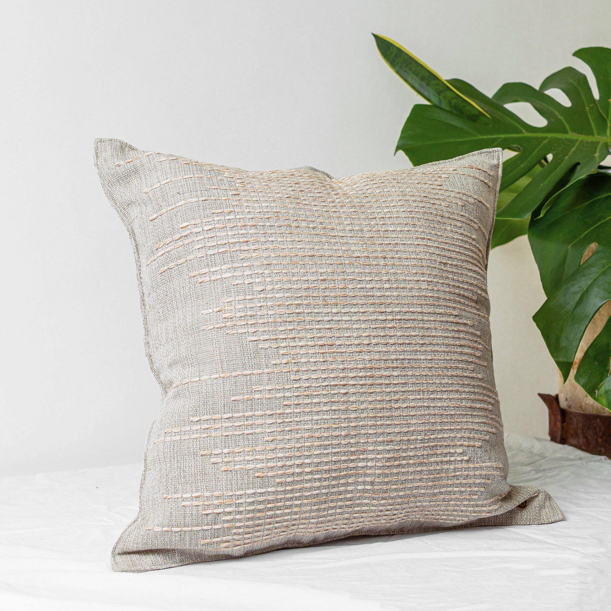 Meander Pillow Cover - Grey w/ Bone and Cocoa - Osadia Concept Store