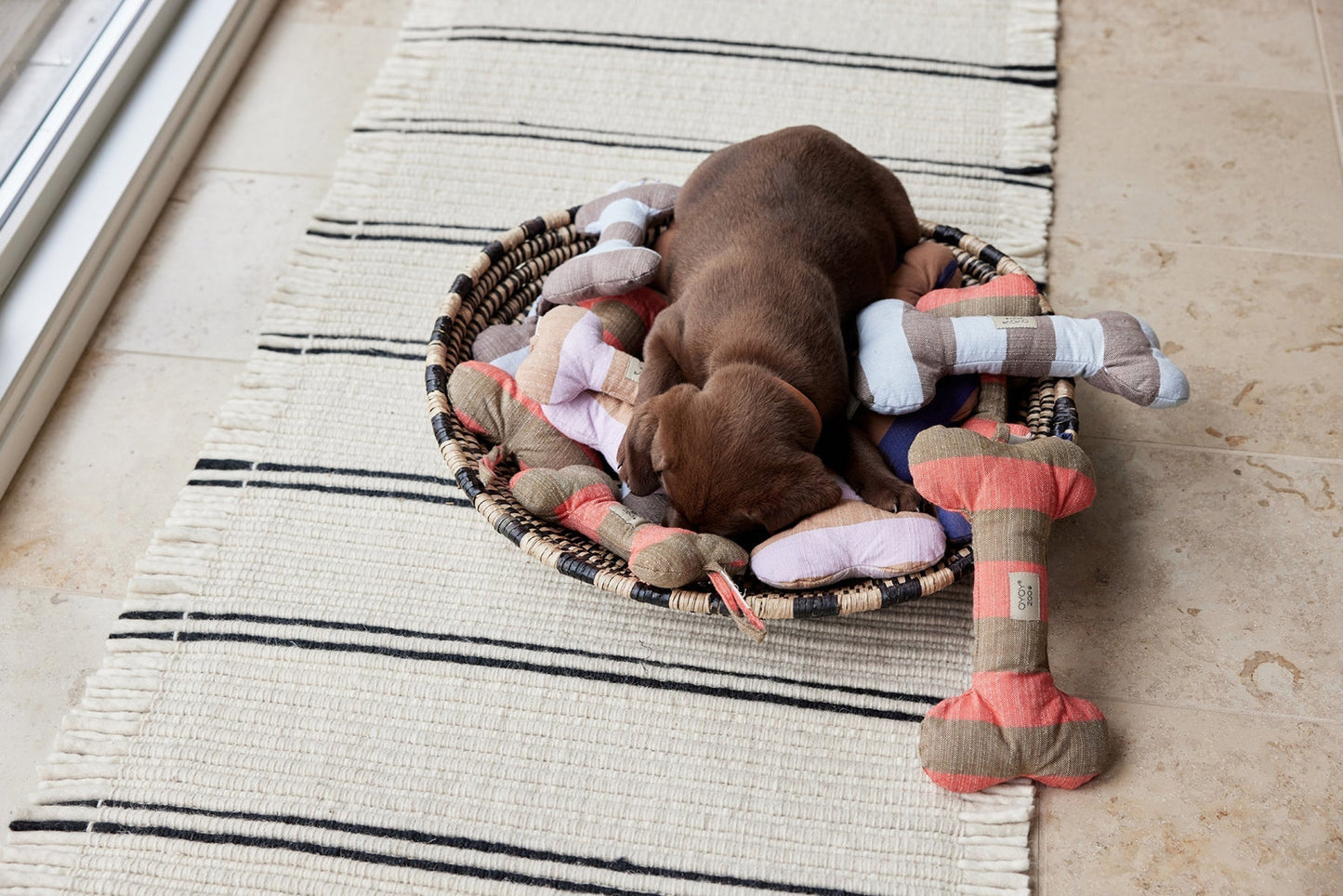 Ashi Dog Toy Large - Cherry Red/Taupe