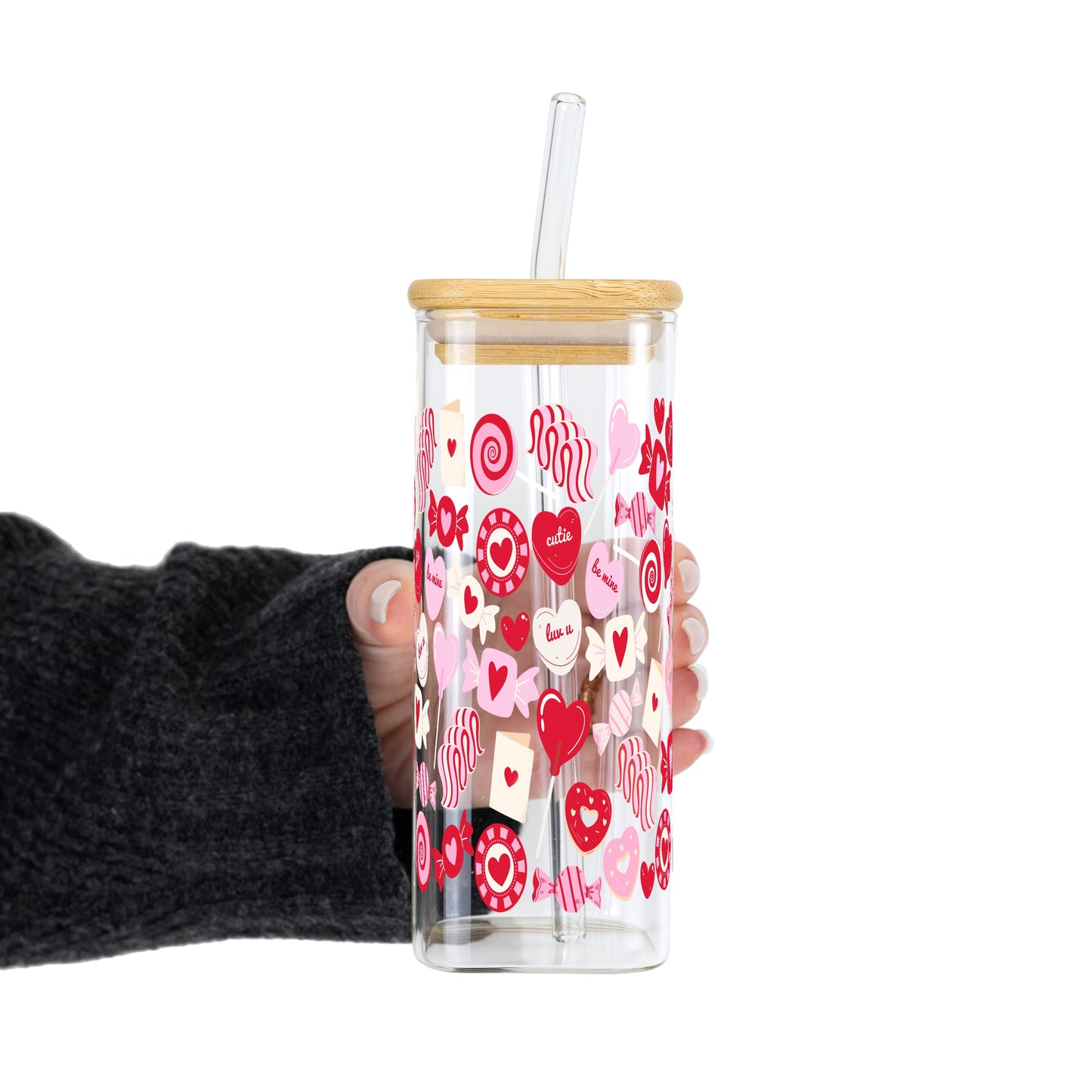 Valentine's Day Sweets Cup with Lid & Straw