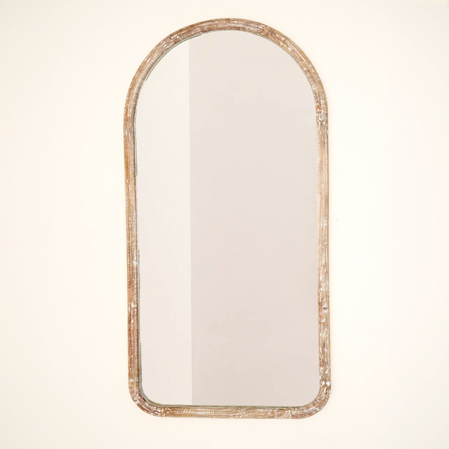 Arched Full Length Wall Mirror with Mango Wood Frame, 36x72"