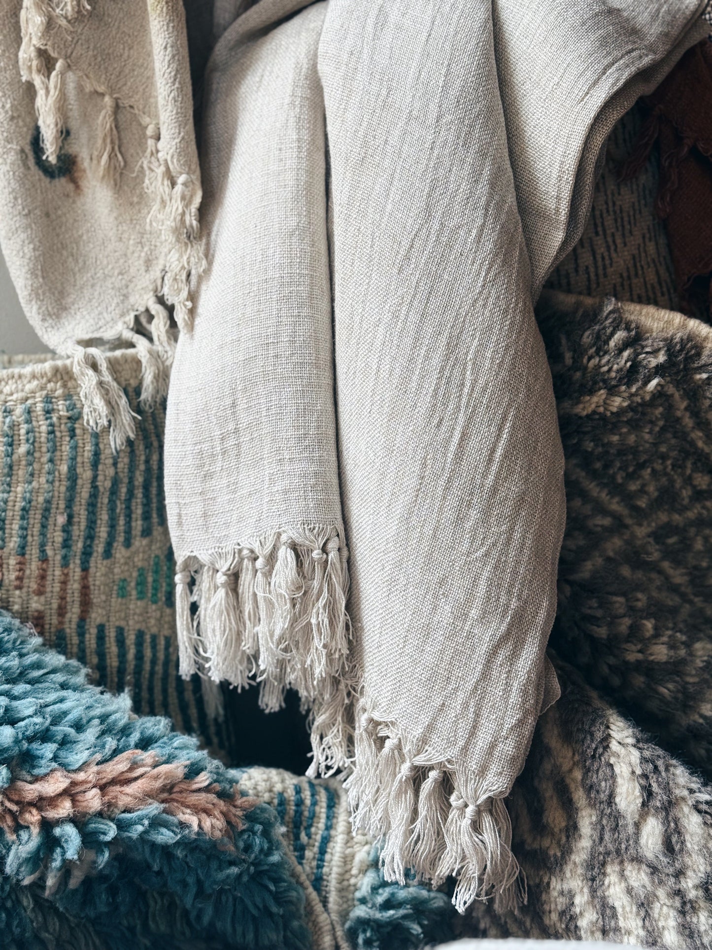 Extra Large Natural Linen Blanket
