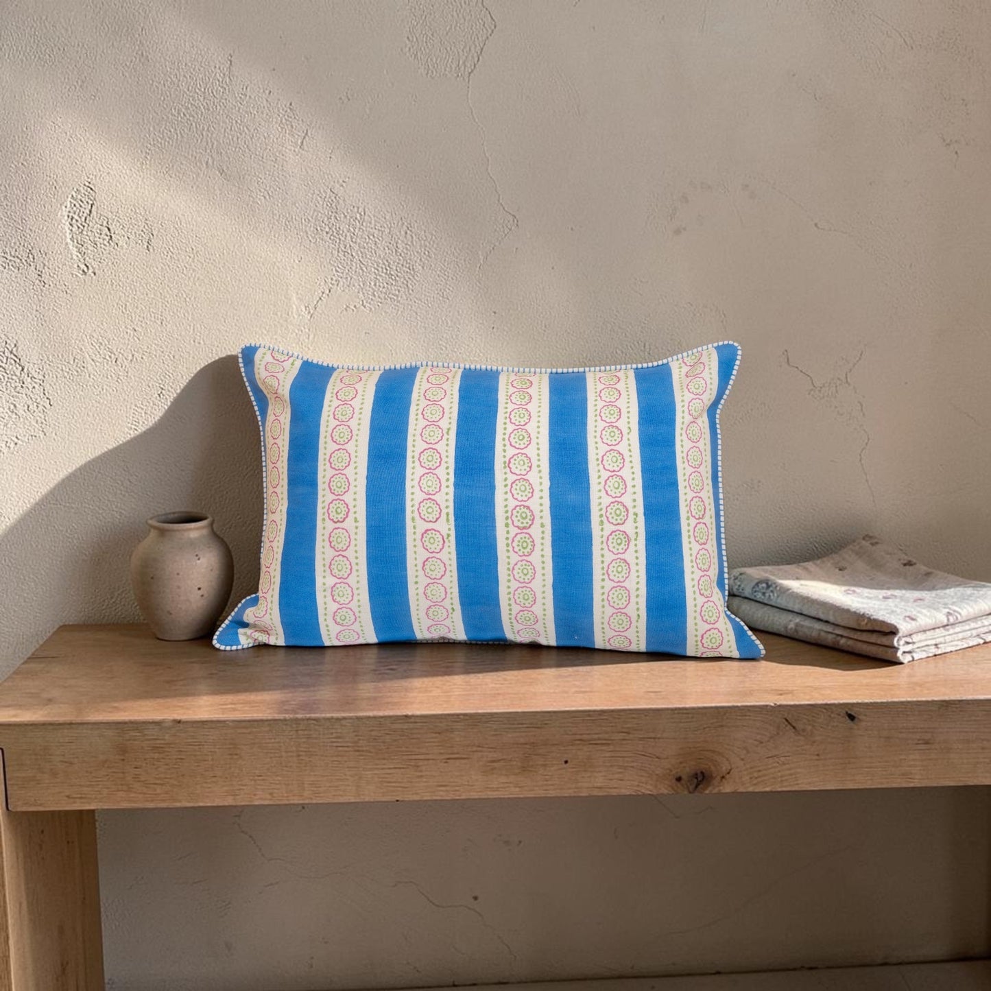 Malhaar Linen Pillow Cover - Blue