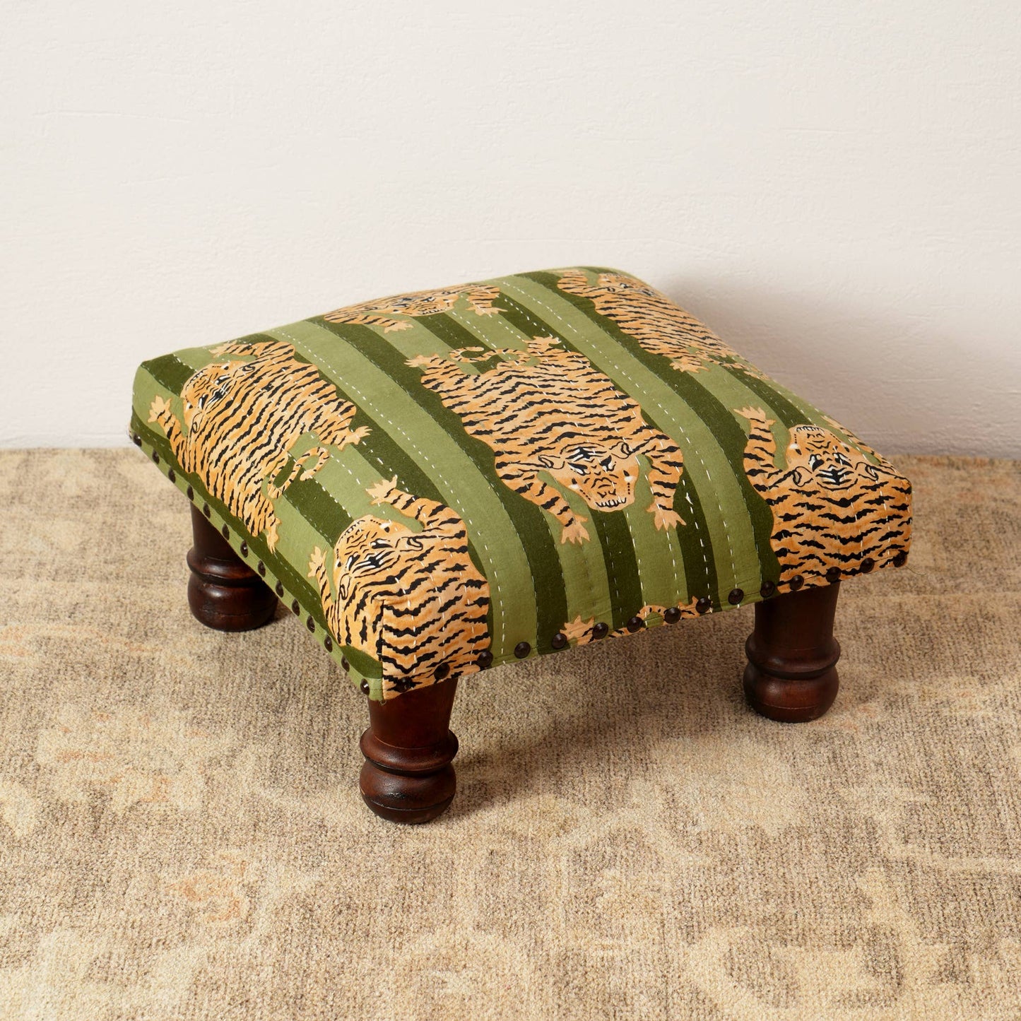 Foot Stool With Tiger Print